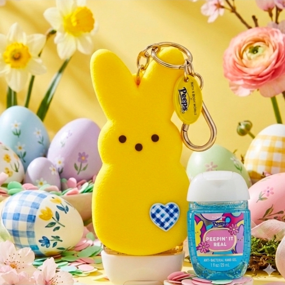 Peeps Yellow Bunny Pocketbac Holder with Heart Accent & Pocketbac FAST SHIPPING